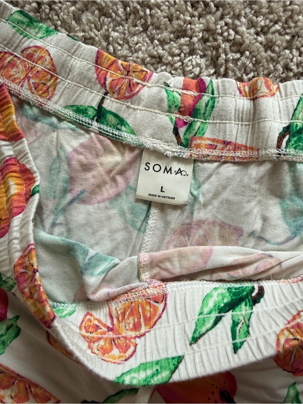 Soma Citrus Short Pajama Set — White, Orange & Green - Picture 3 of 3